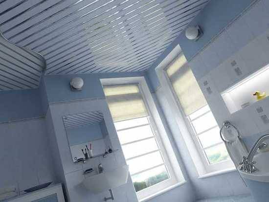Алюминиевые реечные потолки для ванной - фото