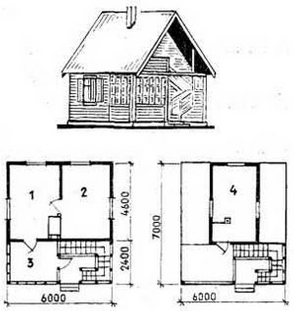 Чертеж маленького дачного домика