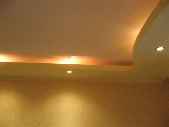 Подвесные потолки из гипсокартона с подсветкой с фото