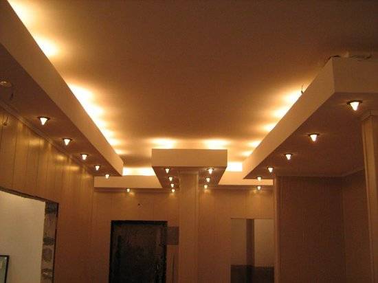 Освещение потолка из гипсокартона: фото варианты - фото